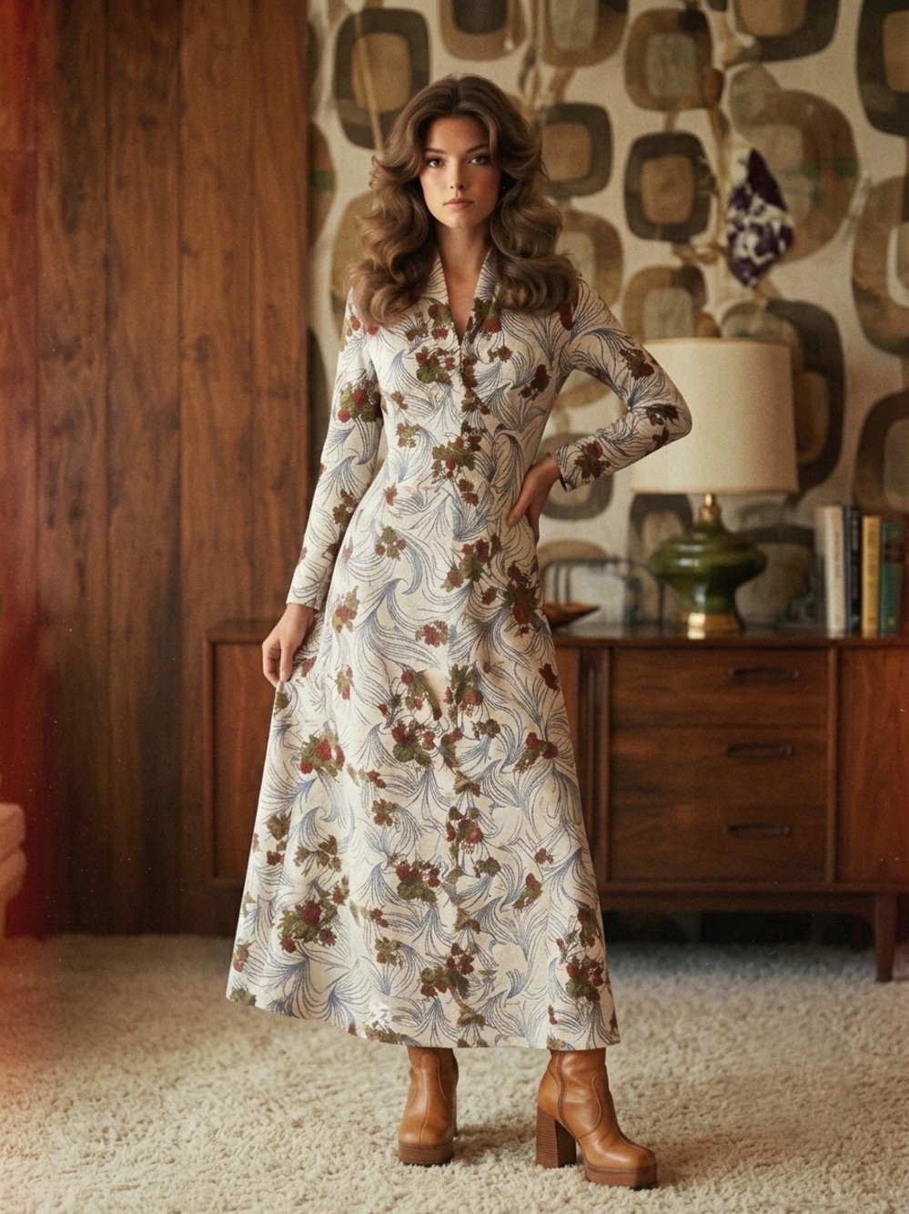 RARE Vintage 70s Custom Handmade Column Dress